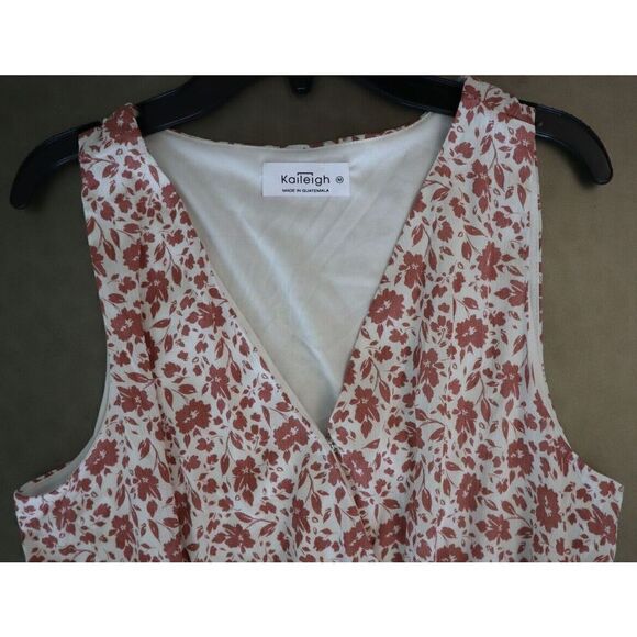 Kaileigh Women's Sz M White Floral Print Surplice Neckline Sleeveless Dress - Picture 6 of 13